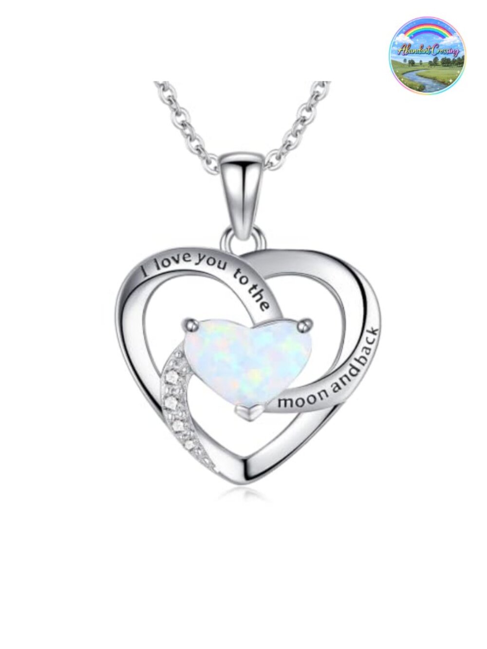 Sterling Silver Heart Pendant Necklace - Opal Jewelry for Women